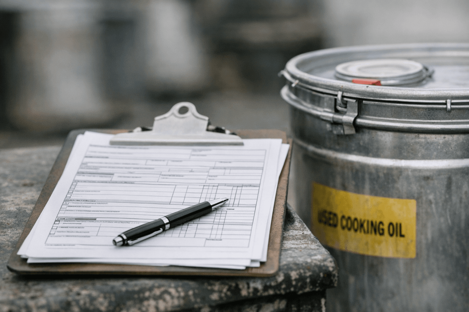 CDFA manifest documentation for compliant cooking oil disposal